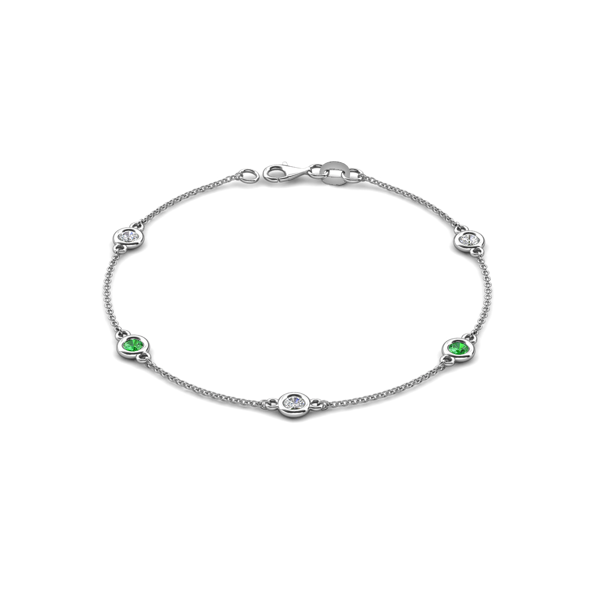Aizza 1.33 ctw Green Garnet and Lab Grown Diamond (4 mm) Station Bracelet 